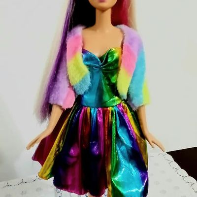 Barbie Rainbow Sparkle Hair - Cabelos de Arco-íris - Foto 1